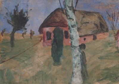 Rotes Haus mit Birke von Paula Modersohn Becker